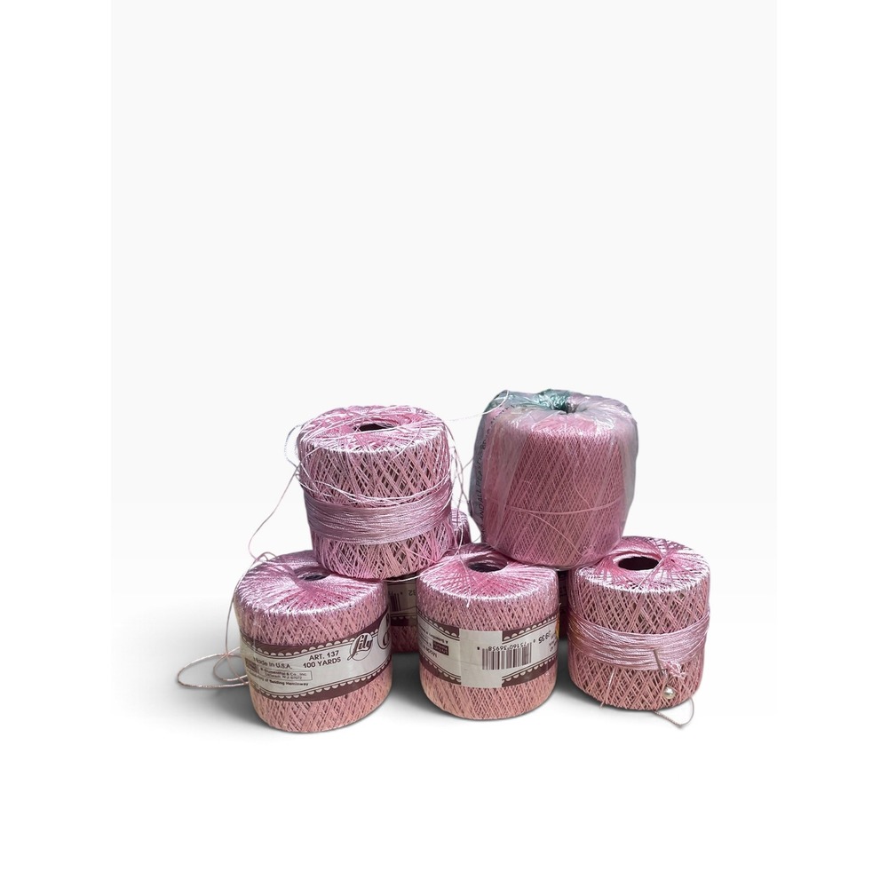 Lily Rayon Crochet Thread Lot 7 Spools Baby Pink 100yd Art 137 Mixed Dye Lots